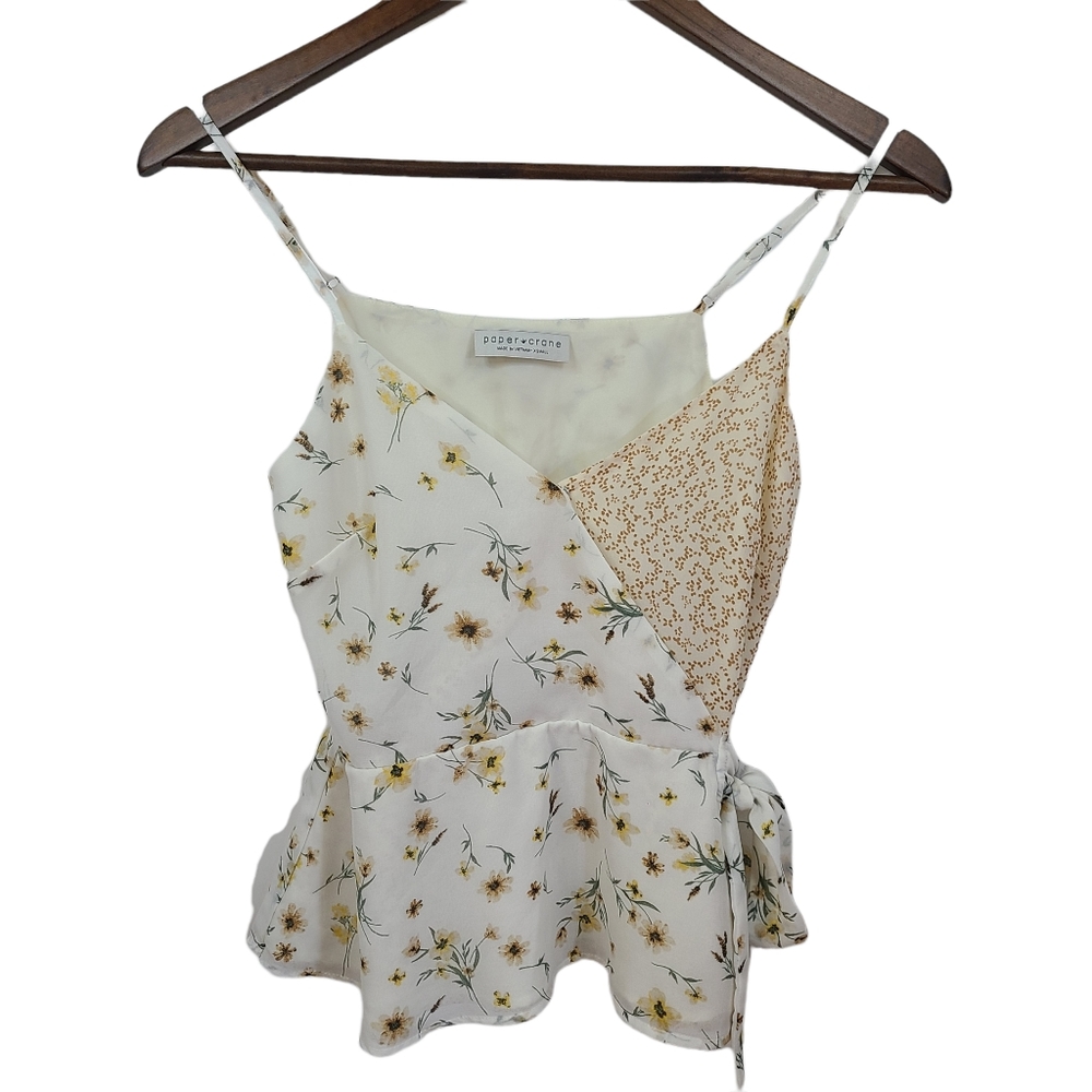 Paper Crane Floral Sweetheart Neck Peplum Blouse XS